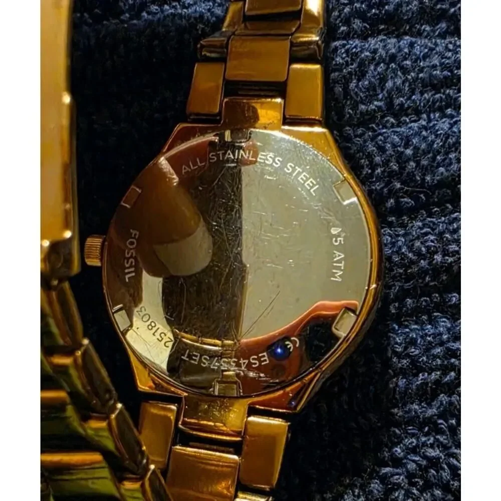 Fossil Blane Three-Hand Rose Gold-Tone Ladies Watch (Reference: ES4337SET).